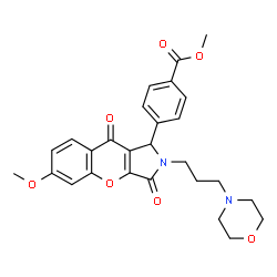 ChemSpider 2D Image | Methyl 4-{6-methoxy-2-[3-(4-morpholinyl)propyl]-3,9-dioxo-1,2,3,9-tetrahydrochromeno[2,3-c]pyrrol-1-yl}benzoate | C27H28N2O7