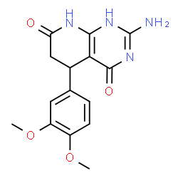 ChemSpider 2D Image | 2-Amino-5-(3,4-dimethoxyphenyl)-5,8-dihydropyrido[2,3-d]pyrimidine-4,7(1H,6H)-dione | C15H16N4O4