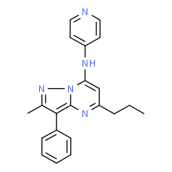 ChemSpider 2D Image | 2-Methyl-3-phenyl-5-propyl-N-(4-pyridinyl)pyrazolo[1,5-a]pyrimidin-7-amine | C21H21N5