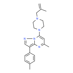 ChemSpider 2D Image | 5-Methyl-3-(4-methylphenyl)-7-[4-(2-methyl-2-propen-1-yl)-1-piperazinyl]pyrazolo[1,5-a]pyrimidine | C22H27N5