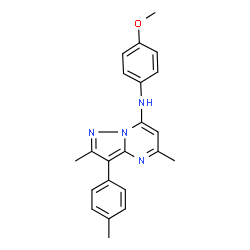 ChemSpider 2D Image | N-(4-Methoxyphenyl)-2,5-dimethyl-3-(4-methylphenyl)pyrazolo[1,5-a]pyrimidin-7-amine | C22H22N4O