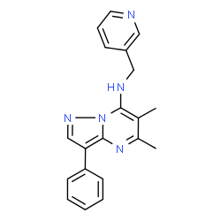 ChemSpider 2D Image | 5,6-Dimethyl-3-phenyl-N-(3-pyridinylmethyl)pyrazolo[1,5-a]pyrimidin-7-amine | C20H19N5