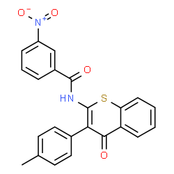 ChemSpider 2D Image | N-[3-(4-Methylphenyl)-4-oxo-4H-thiochromen-2-yl]-3-nitrobenzamide | C23H16N2O4S