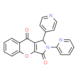 ChemSpider 2D Image | 2-(2-Pyridinyl)-1-(4-pyridinyl)-1,2-dihydrochromeno[2,3-c]pyrrole-3,9-dione | C21H13N3O3