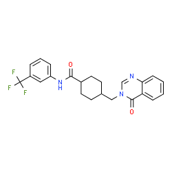 ChemSpider 2D Image | 4-[(4-Oxo-3(4H)-quinazolinyl)methyl]-N-[3-(trifluoromethyl)phenyl]cyclohexanecarboxamide | C23H22F3N3O2