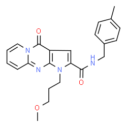 ChemSpider 2D Image | 1-(3-Methoxypropyl)-N-(4-methylbenzyl)-4-oxo-1,4-dihydropyrido[1,2-a]pyrrolo[2,3-d]pyrimidine-2-carboxamide | C23H24N4O3