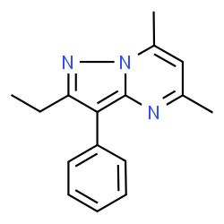 ChemSpider 2D Image | 2-Ethyl-5,7-dimethyl-3-phenylpyrazolo[1,5-a]pyrimidine | C16H17N3