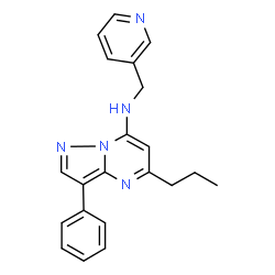 ChemSpider 2D Image | 3-Phenyl-5-propyl-N-(3-pyridinylmethyl)pyrazolo[1,5-a]pyrimidin-7-amine | C21H21N5