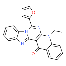 ChemSpider 2D Image | 5-Ethyl-7-(2-furyl)benzimidazo[1',2':1,6]pyrimido[4,5-b]quinolin-14(5H)-one | C23H16N4O2