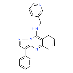ChemSpider 2D Image | 6-Allyl-5-methyl-3-phenyl-N-(3-pyridinylmethyl)pyrazolo[1,5-a]pyrimidin-7-amine | C22H21N5