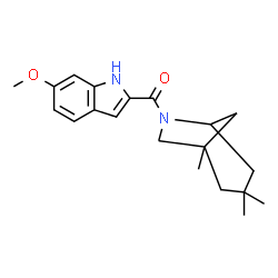 ChemSpider 2D Image | (6-Methoxy-1H-indol-2-yl)(1,3,3-trimethyl-6-azabicyclo[3.2.1]oct-6-yl)methanone | C20H26N2O2
