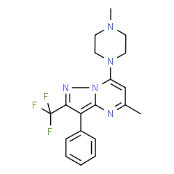 ChemSpider 2D Image | 5-Methyl-7-(4-methyl-1-piperazinyl)-3-phenyl-2-(trifluoromethyl)pyrazolo[1,5-a]pyrimidine | C19H20F3N5