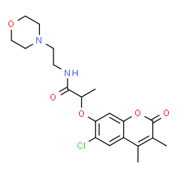 ChemSpider 2D Image | 2-[(6-Chloro-3,4-dimethyl-2-oxo-2H-chromen-7-yl)oxy]-N-[2-(4-morpholinyl)ethyl]propanamide | C20H25ClN2O5