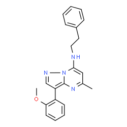 ChemSpider 2D Image | 3-(2-Methoxyphenyl)-5-methyl-N-(2-phenylethyl)pyrazolo[1,5-a]pyrimidin-7-amine | C22H22N4O
