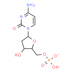 ChemSpider 2D Image | 4-Amino-1-[2-deoxy-5-O-(hydroxyphosphinato)pentofuranosyl]-2(1H)-pyrimidinone | C9H13N3O7P