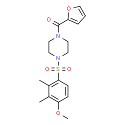 ChemSpider 2D Image | 2-Furyl{4-[(4-methoxy-2,3-dimethylphenyl)sulfonyl]-1-piperazinyl}methanone | C18H22N2O5S