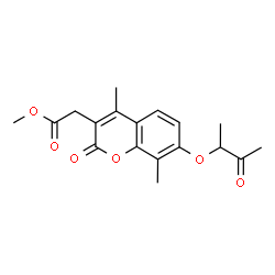 ChemSpider 2D Image | Methyl {4,8-dimethyl-2-oxo-7-[(3-oxo-2-butanyl)oxy]-2H-chromen-3-yl}acetate | C18H20O6