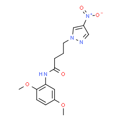 ChemSpider 2D Image | N-(2,5-Dimethoxyphenyl)-4-(4-nitro-1H-pyrazol-1-yl)butanamide | C15H18N4O5