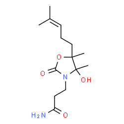 ChemSpider 2D Image | 4-Hydroxy-4,5-dimethyl-5-(4-methyl-3-penten-1-yl)-2-oxo-3-oxazolidinepropanamide | C14H24N2O4