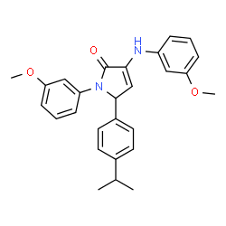 ChemSpider 2D Image | 5-(4-Isopropylphenyl)-1-(3-methoxyphenyl)-3-[(3-methoxyphenyl)amino]-1,5-dihydro-2H-pyrrol-2-one | C27H28N2O3