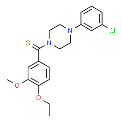 ChemSpider 2D Image | [4-(3-Chlorophenyl)-1-piperazinyl](4-ethoxy-3-methoxyphenyl)methanethione | C20H23ClN2O2S
