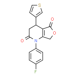 ChemSpider 2D Image | 1-(4-Fluorophenyl)-4-(3-thienyl)-4,7-dihydrofuro[3,4-b]pyridine-2,5(1H,3H)-dione | C17H12FNO3S