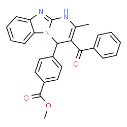 ChemSpider 2D Image | Methyl 4-(3-benzoyl-2-methyl-1,4-dihydropyrimido[1,2-a]benzimidazol-4-yl)benzoate | C26H21N3O3