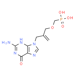 ChemSpider 2D Image | [({2-[(2-amino-6-hydroxy-9H-purin-9-yl)methyl]prop-2-en-1-yl}oxy)methyl]phosphonic acid | C10H14N5O5P