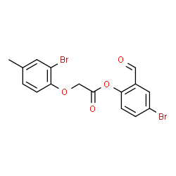 ChemSpider 2D Image | 4-Bromo-2-formylphenyl (2-bromo-4-methylphenoxy)acetate | C16H12Br2O4