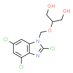 ChemSpider 2D Image | 2-[(2,4,6-Trichloro-1H-benzimidazol-1-yl)methoxy]-1,3-propanediol | C11H11Cl3N2O3
