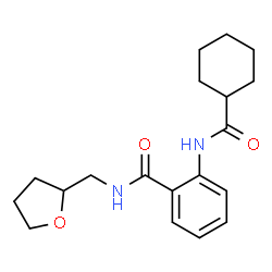 ChemSpider 2D Image | 2-[(Cyclohexylcarbonyl)amino]-N-(tetrahydro-2-furanylmethyl)benzamide | C19H26N2O3