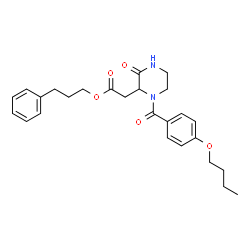 ChemSpider 2D Image | 3-Phenylpropyl [1-(4-butoxybenzoyl)-3-oxo-2-piperazinyl]acetate | C26H32N2O5