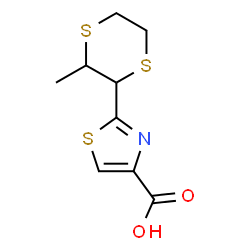 ChemSpider 2D Image | 2-(3-Methyl-1,4-dithian-2-yl)-1,3-thiazole-4-carboxylic acid | C9H11NO2S3
