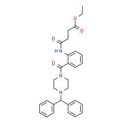 ChemSpider 2D Image | Ethyl 4-[(2-{[4-(diphenylmethyl)-1-piperazinyl]carbonyl}phenyl)amino]-4-oxobutanoate | C30H33N3O4