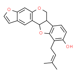 ChemSpider 2D Image | 10-(3-Methyl-2-buten-1-yl)-6a,11a-dihydro-6H-[1]benzofuro[3,2-c]furo[3,2-g]chromen-9-ol | C22H20O4