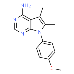 ChemSpider 2D Image | 7-(4-Methoxyphenyl)-5,6-dimethyl-7H-pyrrolo[2,3-d]pyrimidin-4-amine | C15H16N4O