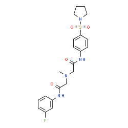 ChemSpider 2D Image | 2-[{2-[(3-Fluorophenyl)amino]-2-oxoethyl}(methyl)amino]-N-[4-(1-pyrrolidinylsulfonyl)phenyl]acetamide | C21H25FN4O4S