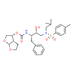 ChemSpider 2D Image | (3R,3aS,6aR)-Hexahydrofuro[2,3-b]furan-3-yl [(2S,3R)-3-hydroxy-4-{isobutyl[(4-methylphenyl)sulfonyl]amino}-1-phenyl-2-butanyl]carbamate | C28H38N2O7S
