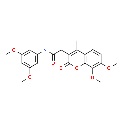 ChemSpider 2D Image | 2-(7,8-Dimethoxy-4-methyl-2-oxo-2H-chromen-3-yl)-N-(3,5-dimethoxyphenyl)acetamide | C22H23NO7