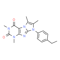 ChemSpider 2D Image | 8-(4-Ethylphenyl)-1,3,6,7-tetramethyl-1H-imidazo[2,1-f]purine-2,4(3H,8H)-dione | C19H21N5O2