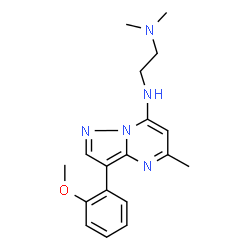 ChemSpider 2D Image | N'-[3-(2-Methoxyphenyl)-5-methylpyrazolo[1,5-a]pyrimidin-7-yl]-N,N-dimethyl-1,2-ethanediamine | C18H23N5O