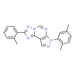 ChemSpider 2D Image | 7-(2,5-Dimethylphenyl)-2-(2-methylphenyl)-7H-pyrazolo[4,3-e][1,2,4]triazolo[1,5-c]pyrimidine | C21H18N6