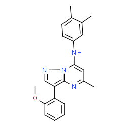 ChemSpider 2D Image | N-(3,4-Dimethylphenyl)-3-(2-methoxyphenyl)-5-methylpyrazolo[1,5-a]pyrimidin-7-amine | C22H22N4O