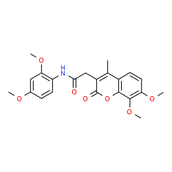 ChemSpider 2D Image | 2-(7,8-Dimethoxy-4-methyl-2-oxo-2H-chromen-3-yl)-N-(2,4-dimethoxyphenyl)acetamide | C22H23NO7