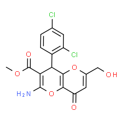 ChemSpider 2D Image | Methyl 2-amino-4-(2,4-dichlorophenyl)-6-(hydroxymethyl)-8-oxo-4,8-dihydropyrano[3,2-b]pyran-3-carboxylate | C17H13Cl2NO6