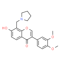 ChemSpider 2D Image | 3-(3,4-Dimethoxyphenyl)-7-hydroxy-8-(1-pyrrolidinylmethyl)-4H-chromen-4-one | C22H23NO5