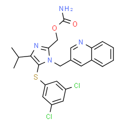 ChemSpider 2D Image | {5-[(3,5-Dichlorophenyl)sulfanyl]-4-isopropyl-1-(3-quinolinylmethyl)-1H-imidazol-2-yl}methyl carbamate | C24H22Cl2N4O2S