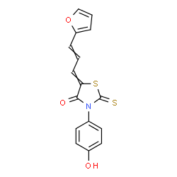 ChemSpider 2D Image | 5-[3-(2-Furyl)-2-propen-1-ylidene]-3-(4-hydroxyphenyl)-2-thioxo-1,3-thiazolidin-4-one | C16H11NO3S2