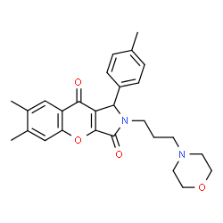 ChemSpider 2D Image | 6,7-Dimethyl-1-(4-methylphenyl)-2-[3-(4-morpholinyl)propyl]-1,2-dihydrochromeno[2,3-c]pyrrole-3,9-dione | C27H30N2O4