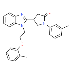 ChemSpider 2D Image | 4-{1-[2-(2-Methylphenoxy)ethyl]-1H-benzimidazol-2-yl}-1-(3-methylphenyl)-2-pyrrolidinone | C27H27N3O2
